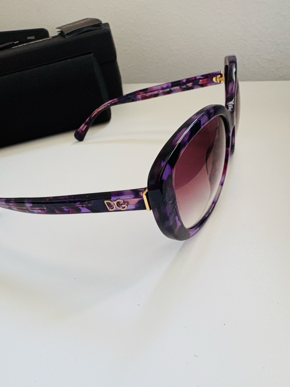 EUC [Dolce & Gabbana] Purple Tortoiseshell Gradient Lens Women's Sunglasses - Picture 13 of 13